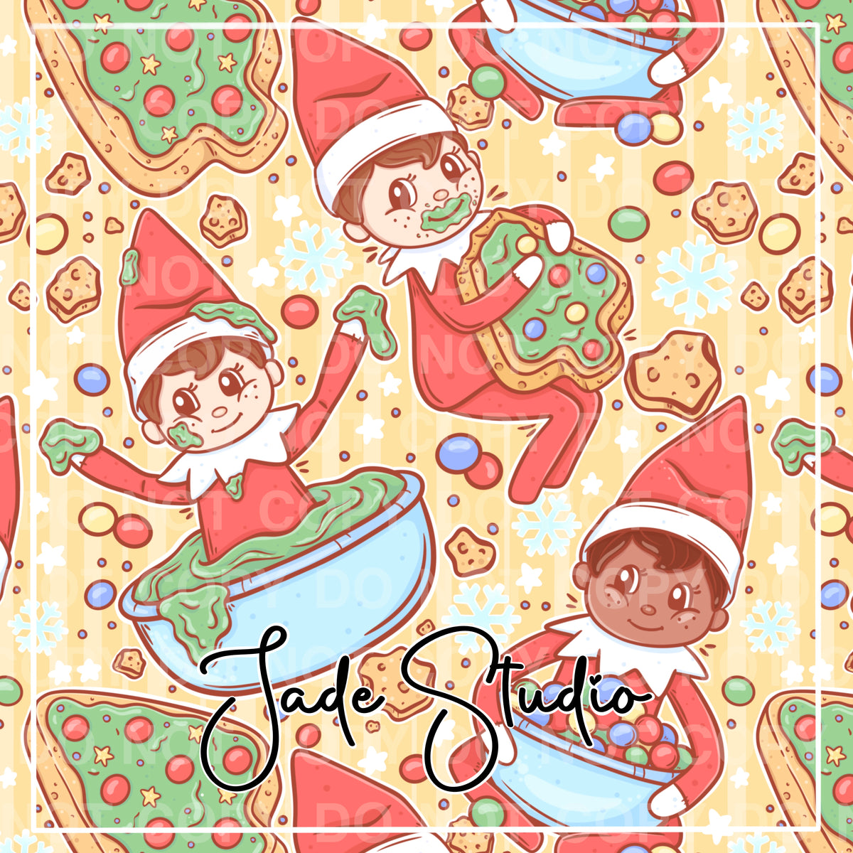 Mischievous Elf Seamless Pattern