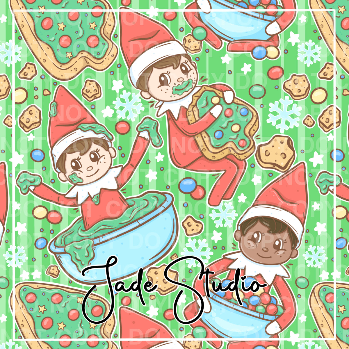 Mischievous Elf Seamless Pattern