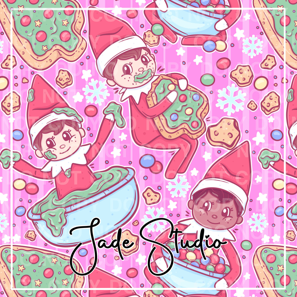Mischievous Elf Seamless Pattern