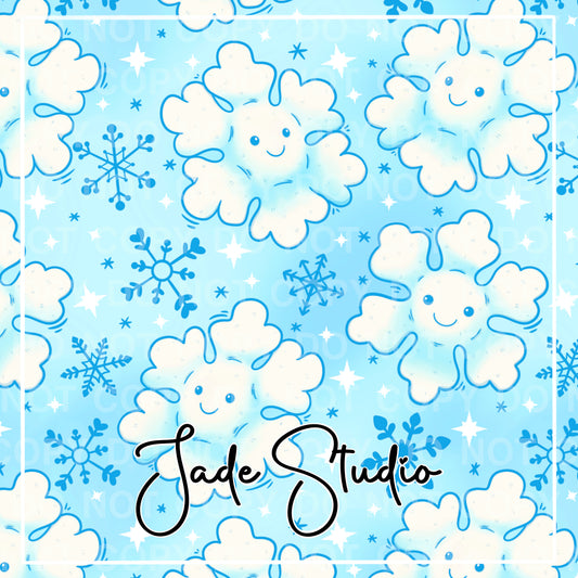 Snowflake Plushies Seamless Pattern