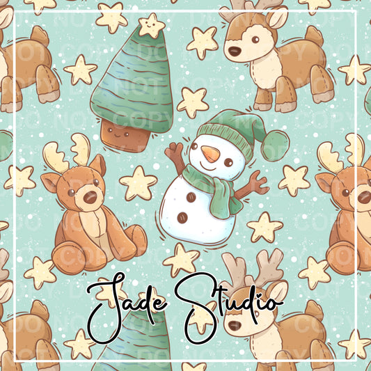 Jelly Snowmen Plushies Seamless Pattern