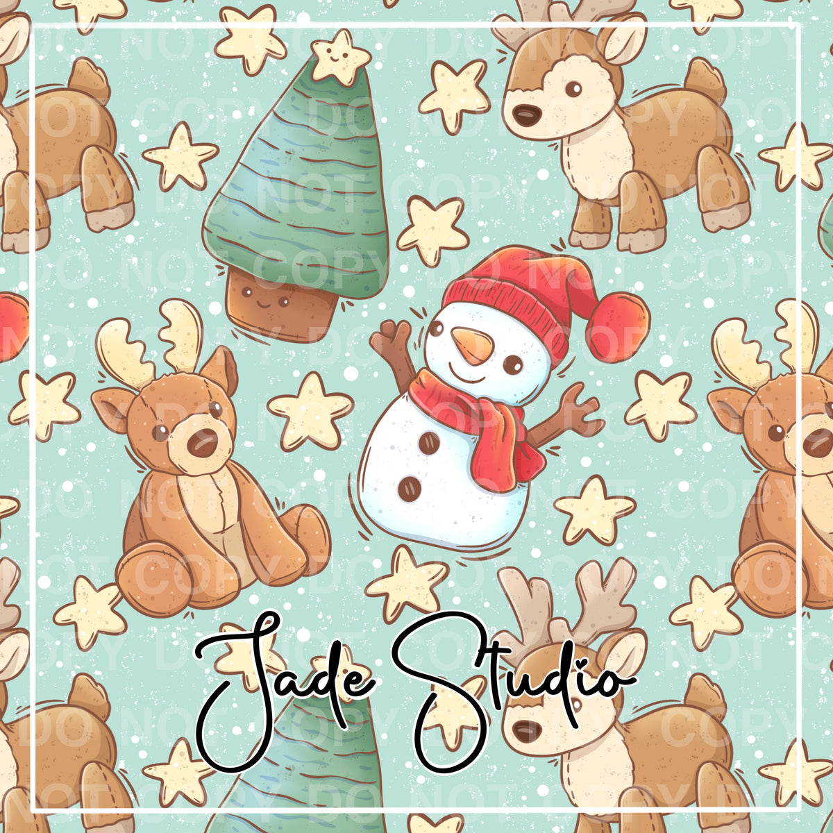 Jelly Snowmen Plushies Seamless Pattern