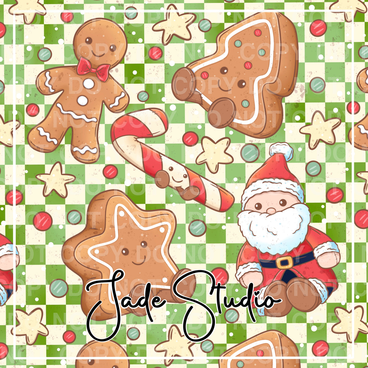 Gingerbread Jelly Plushies Seamless Pattern
