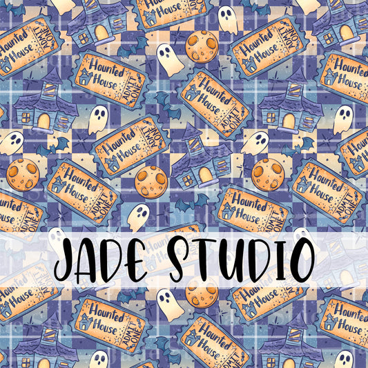 Haunted House Tickets Seamless Pattern