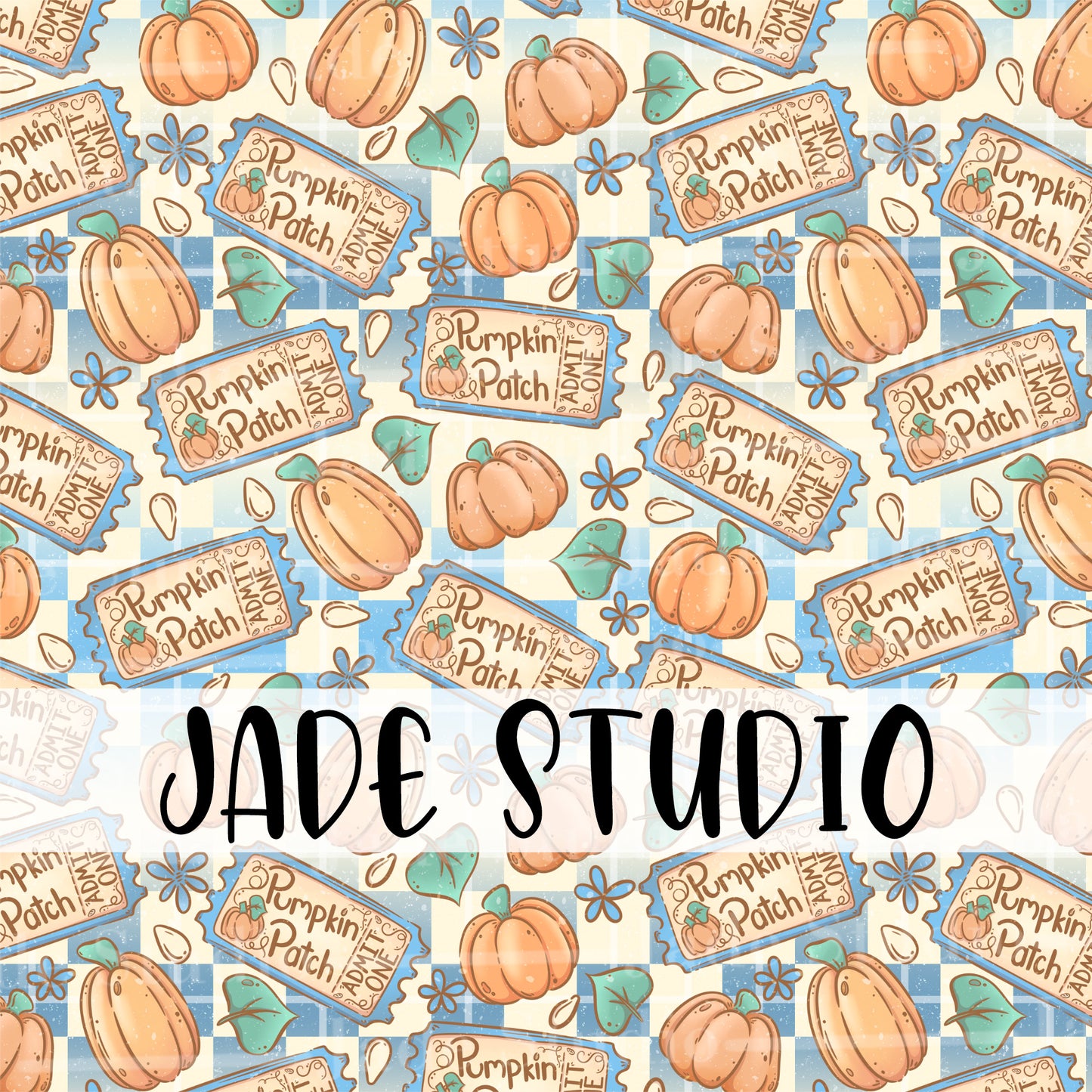 Pumpkin Patch Tickets Seamless Pattern