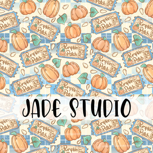 Pumpkin Patch Tickets Seamless Pattern