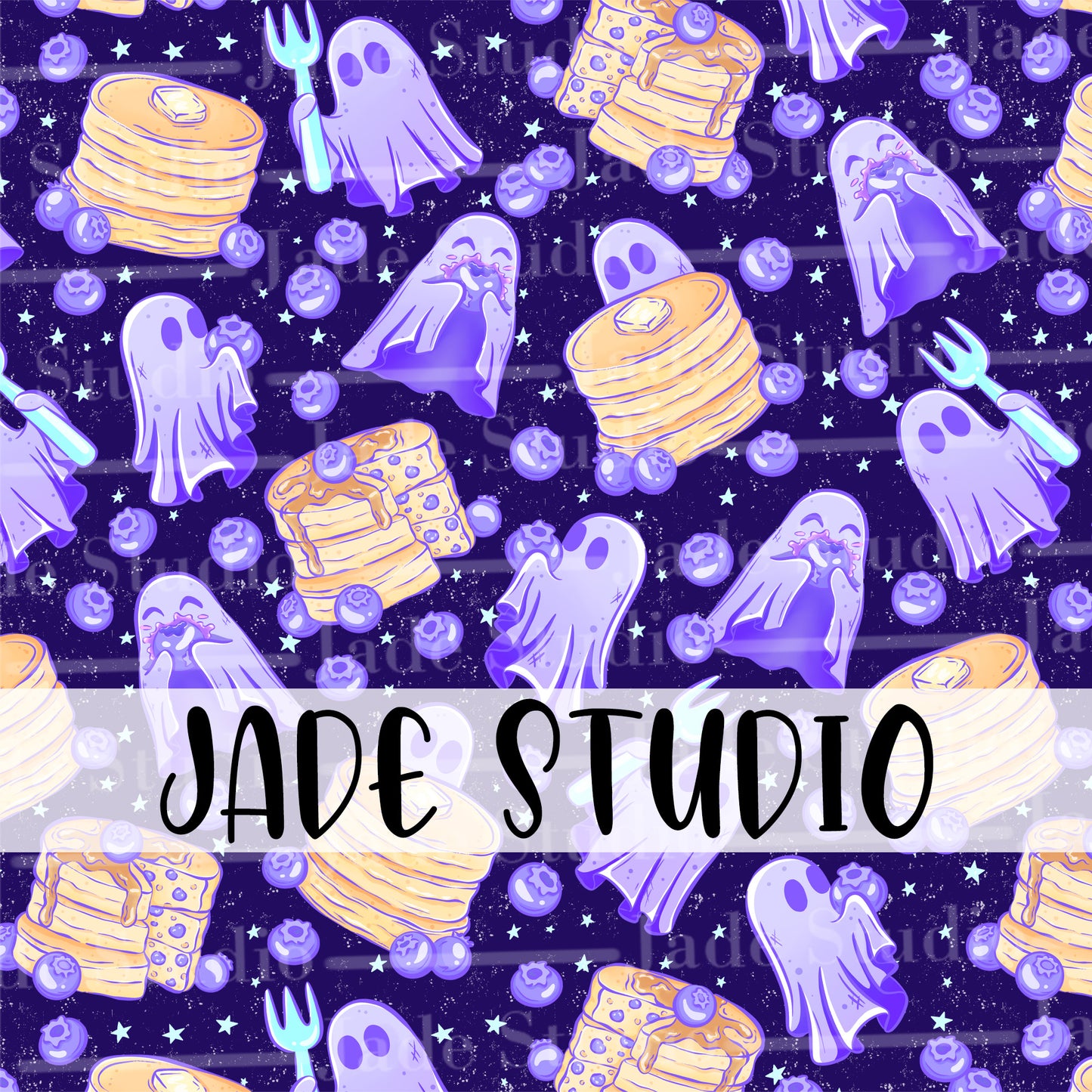 Boo Berry Ghosts Seamless Pattern