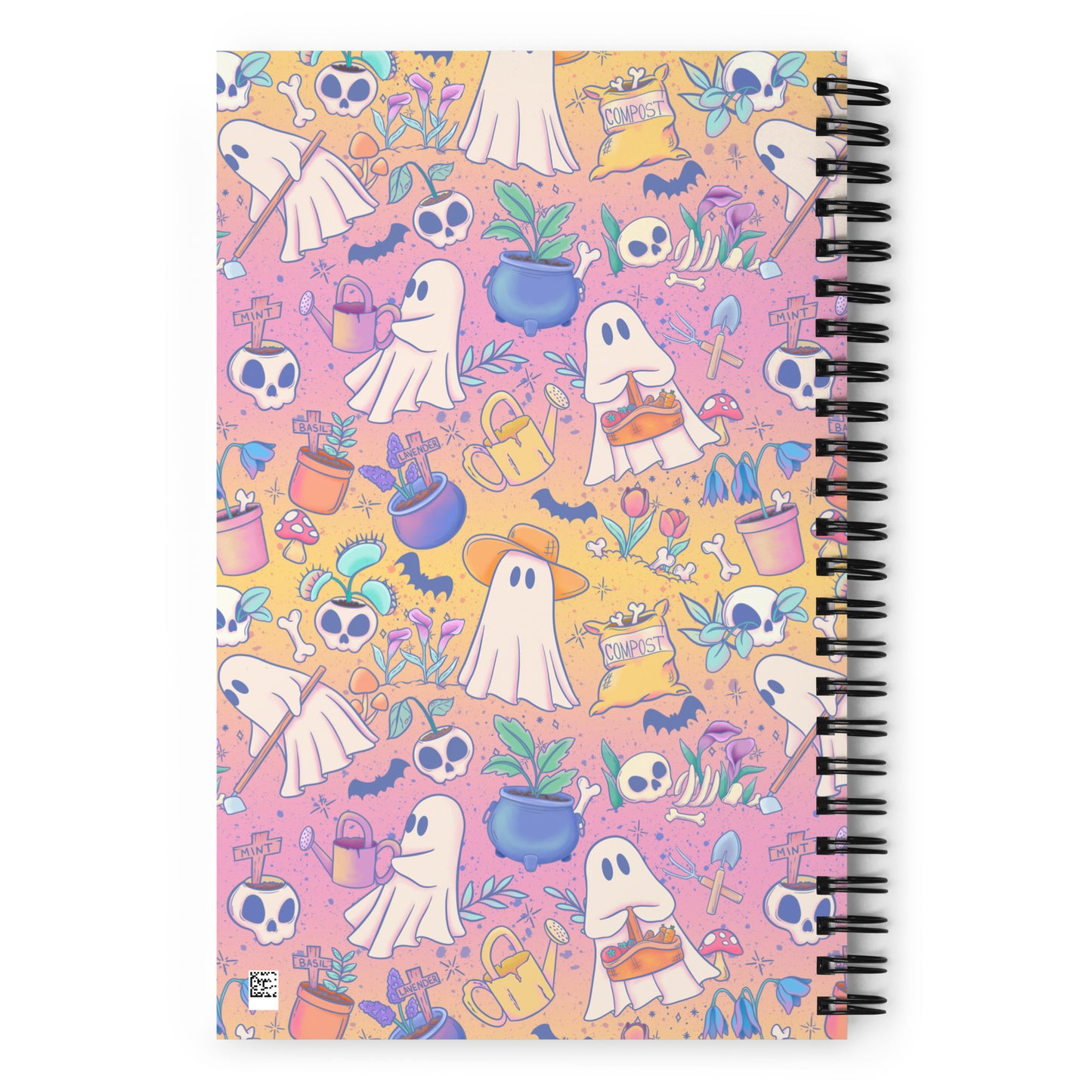 Pink Gardening Ghosts Spiral notebook