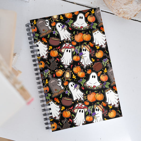 Cottage Core Ghosts Spiral notebook
