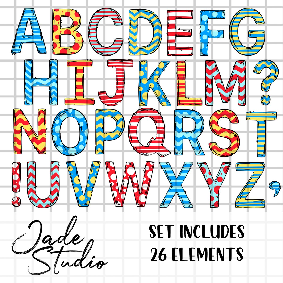 Letters/graphics Single Colorful Letters Individual Alphabet Clip Art Set – Jade Studio by Charise