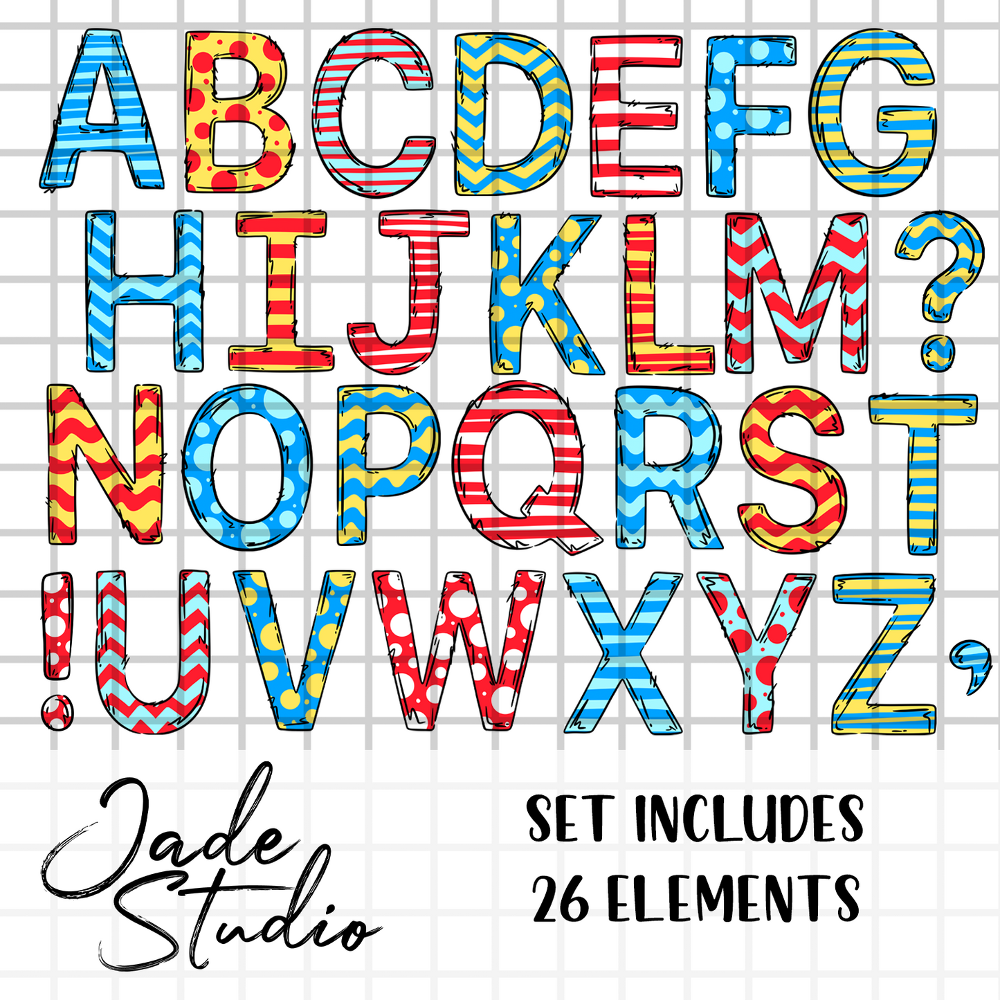 Colorful Letters Individual Alphabet Clip Art Set