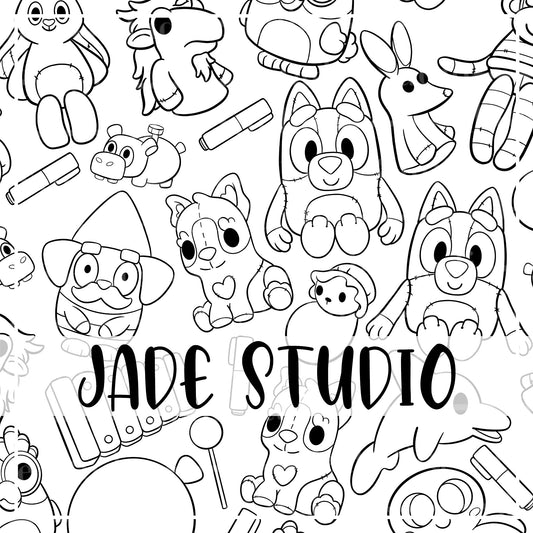 Color Me Stuffed Pups Seamless Pattern