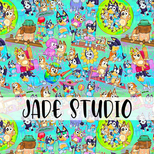 Heeler Character Scenes Seamless Pattern