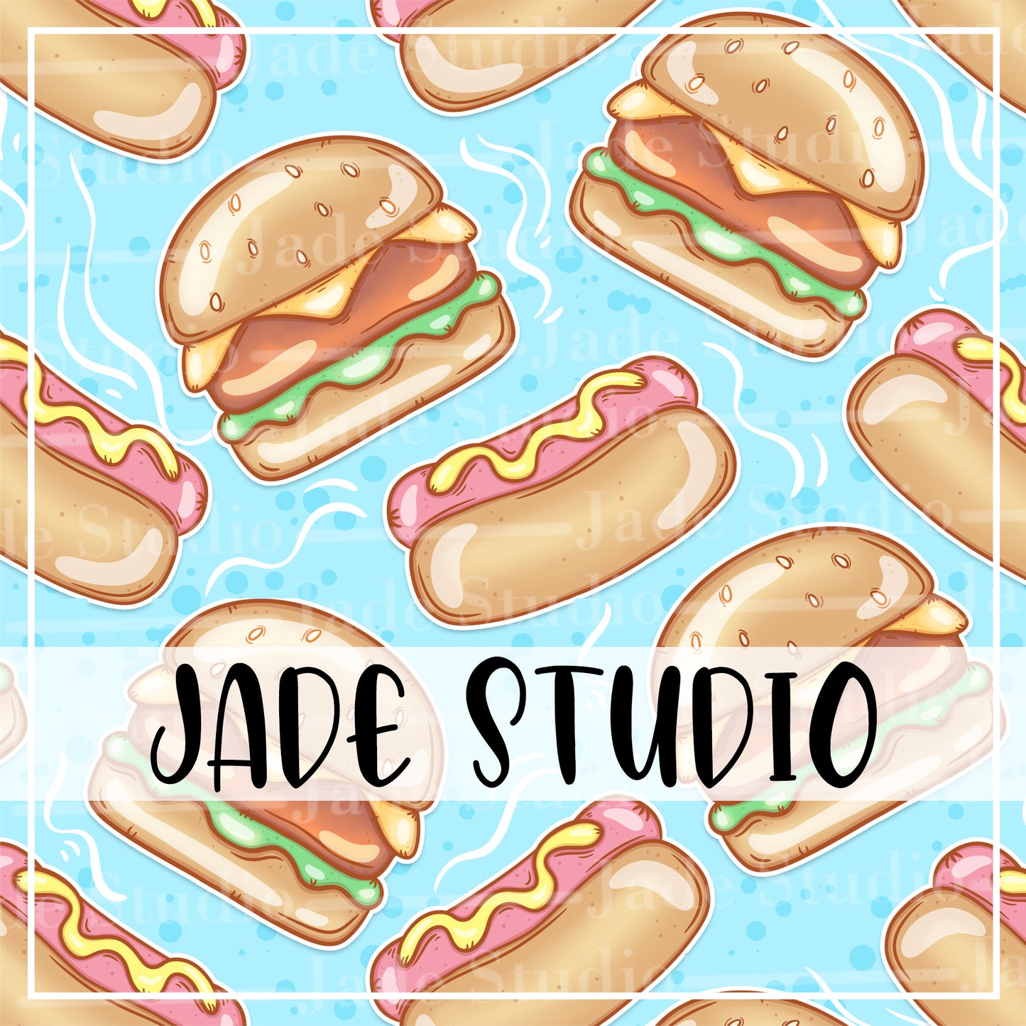 Burgers and Dogs Floaties Seamless Pattern