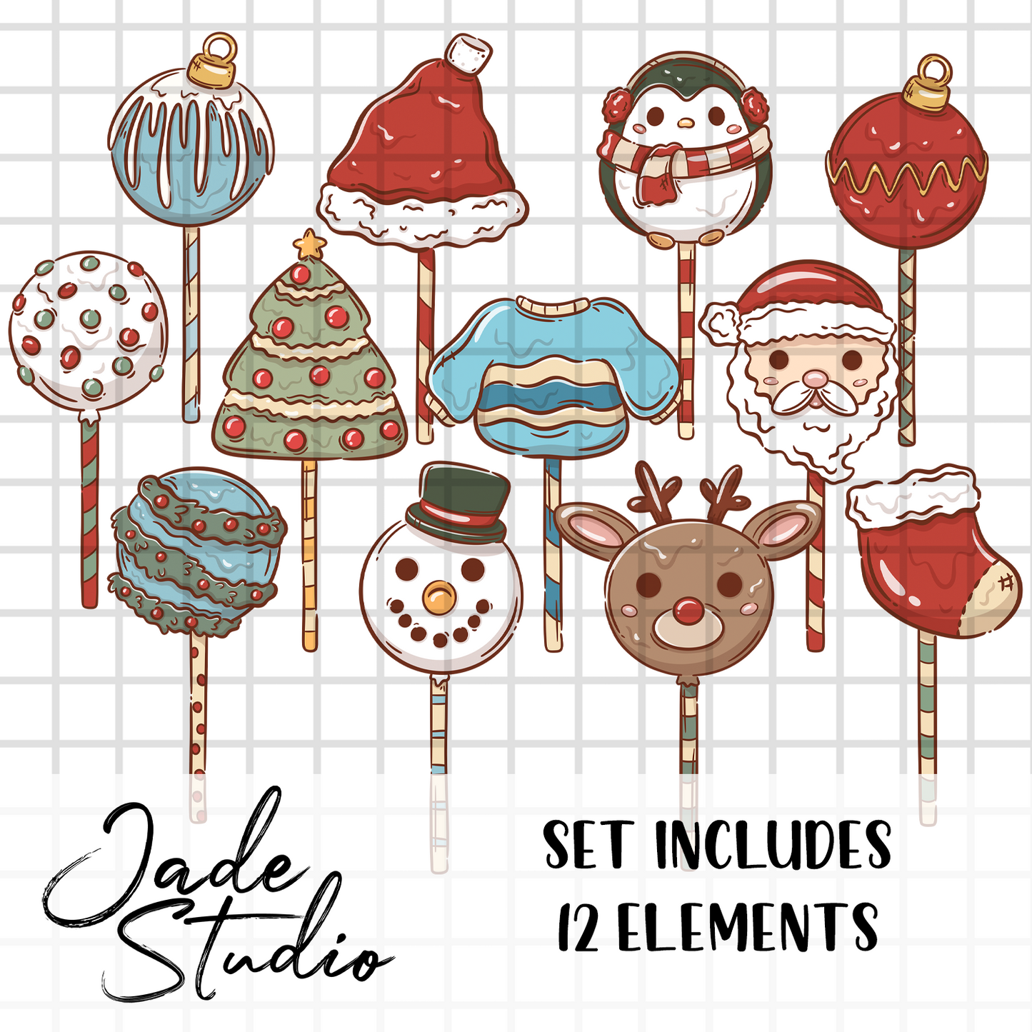 Winter Cake Pops Clip Art Set