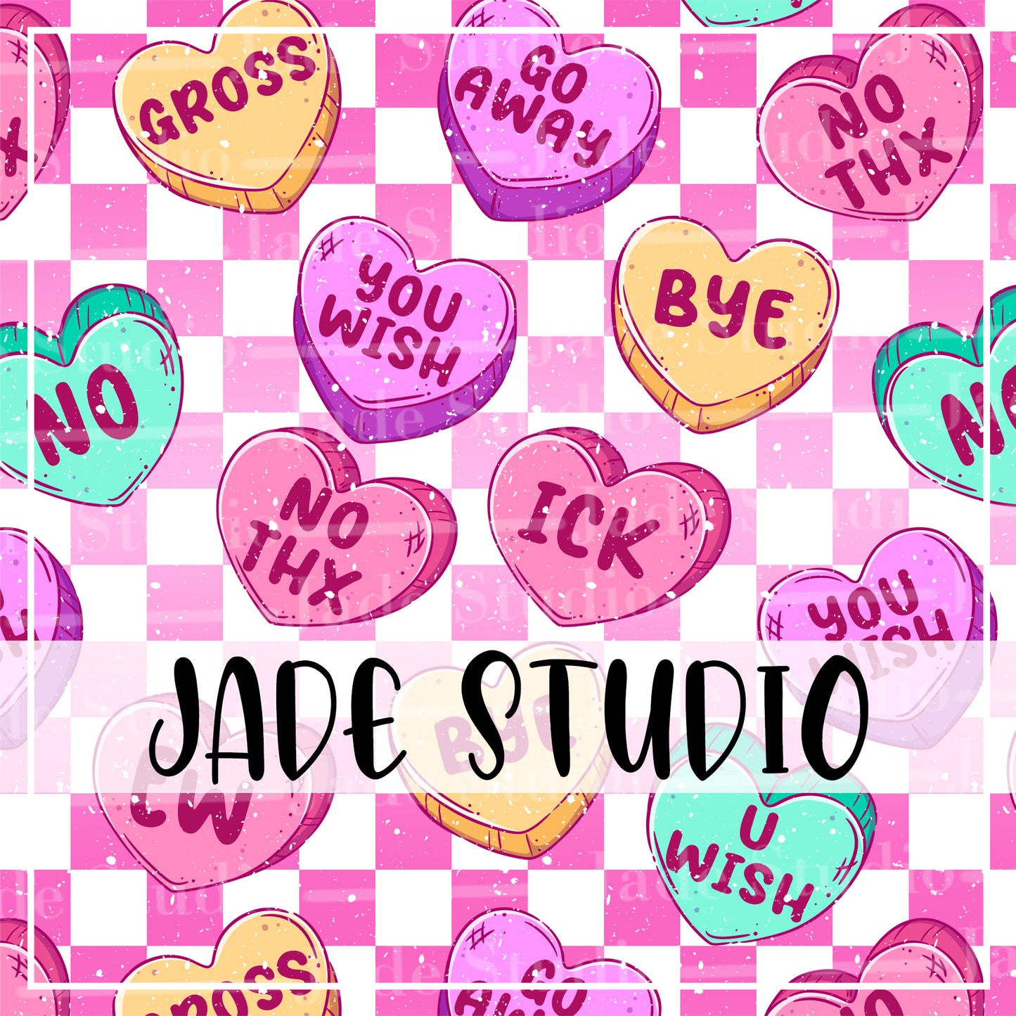 Candy Hearts Seamless Pattern