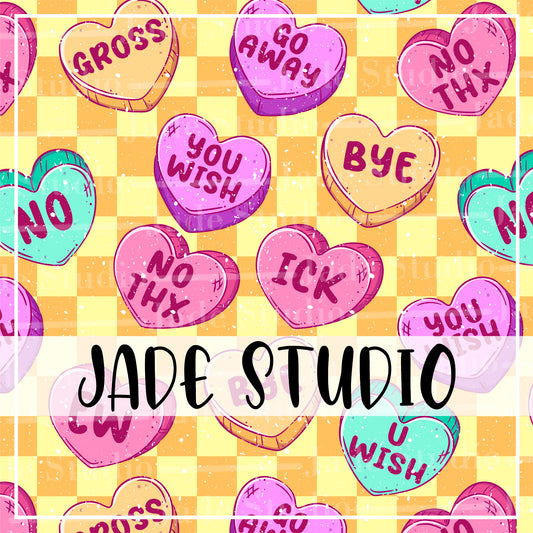 Candy Hearts Seamless Pattern