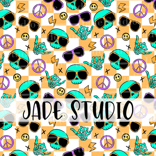 Cool Dude Skull and Bones Seamless Pattern