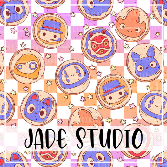 Ghibi Cookies Seamless Pattern