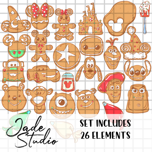 Gingerbread Character Cookies Clip Art Set