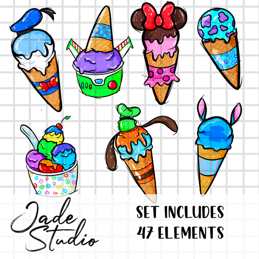 Character Ice Cream Cones Clip Art Set