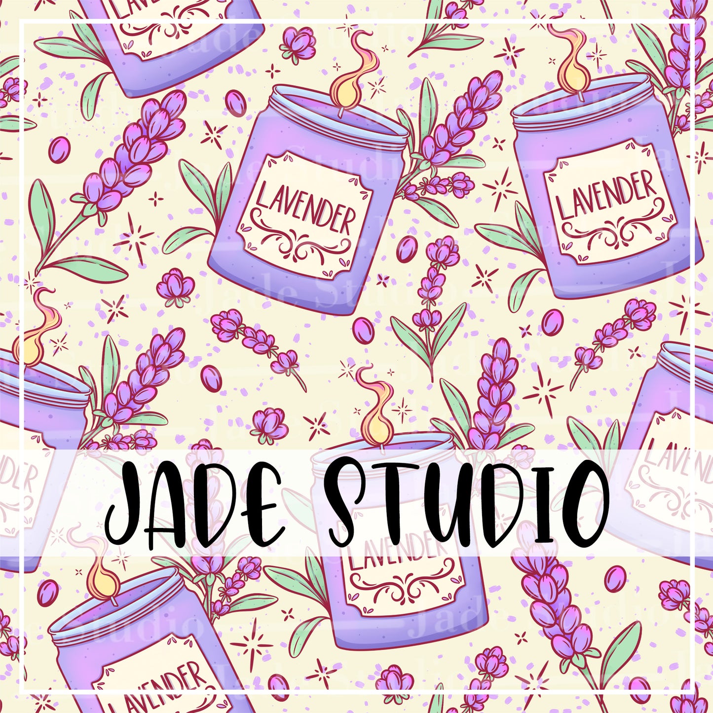Lavender Candles Seamless Pattern