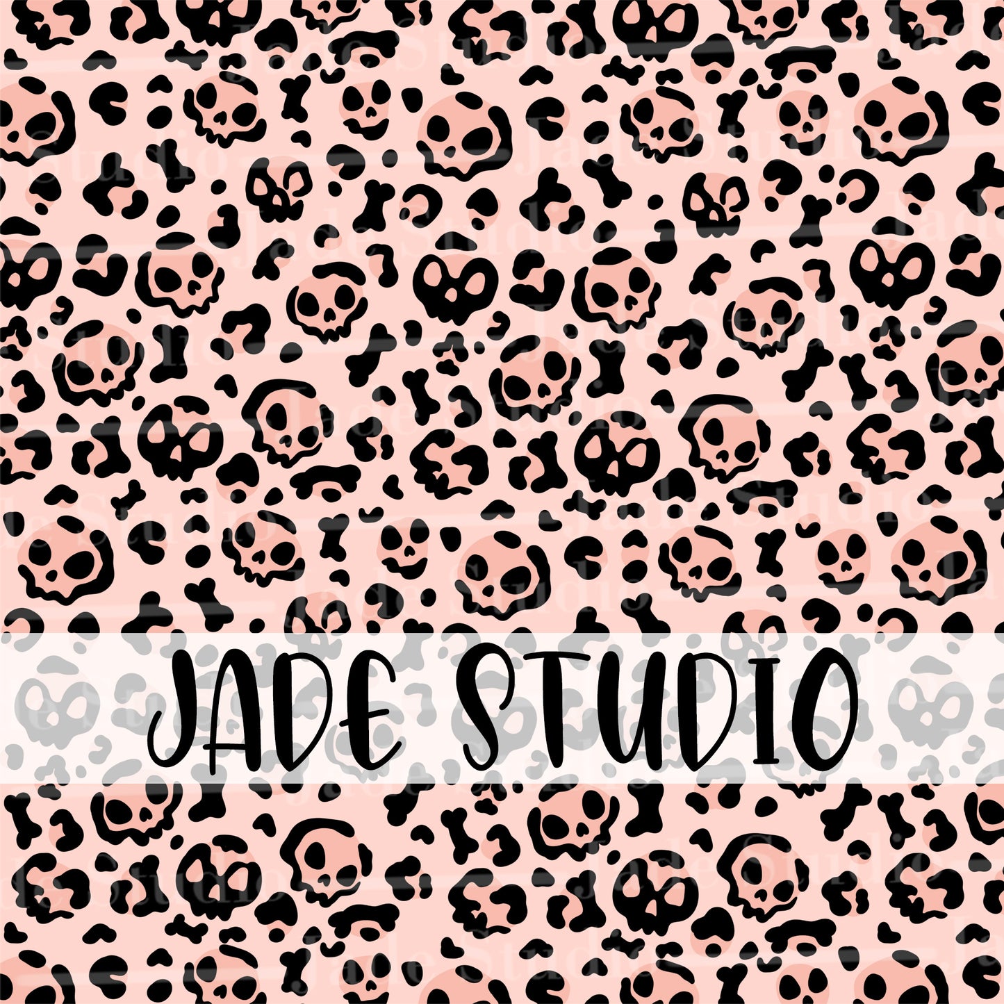 Skull and Bones Leopard Print Seamless Pattern