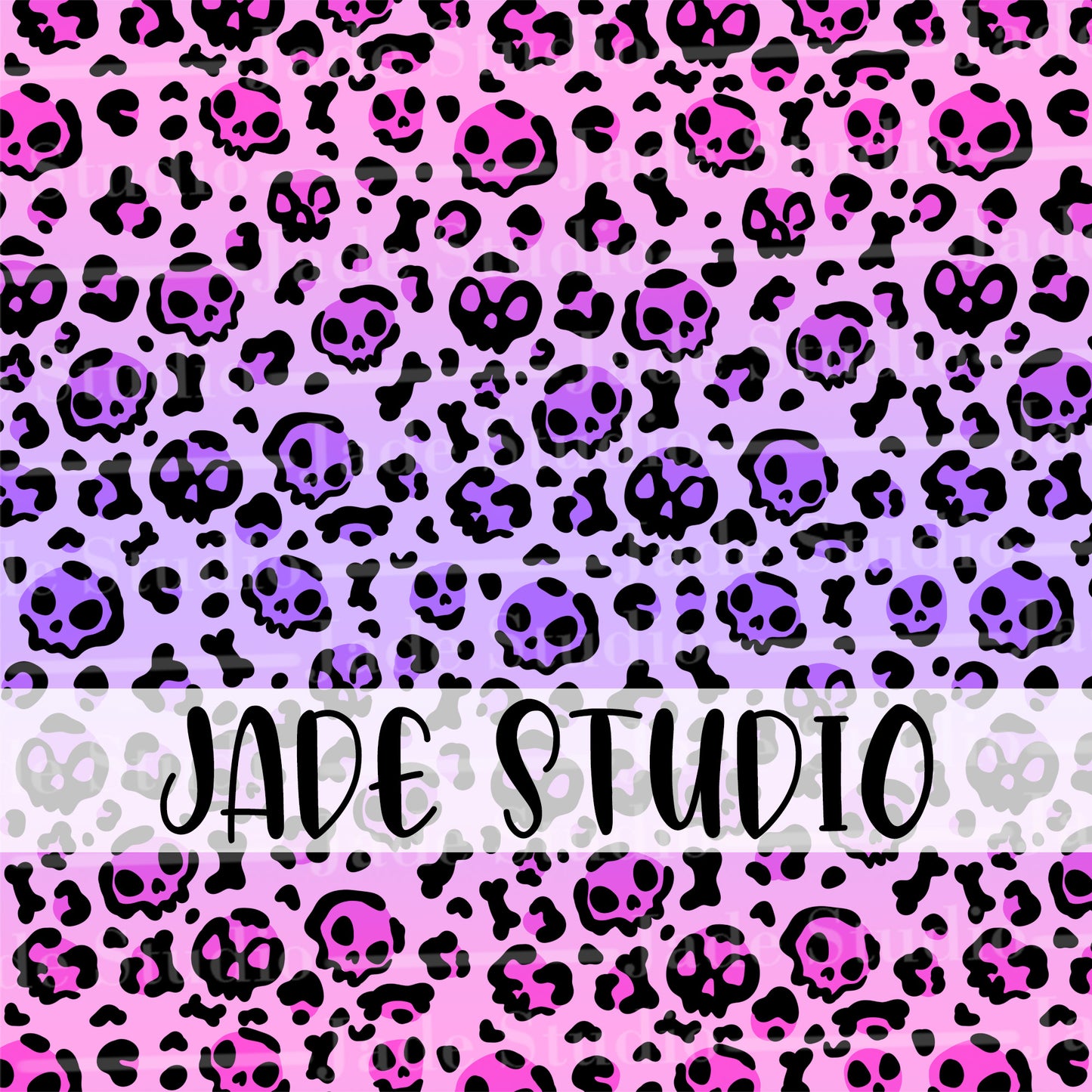 Skull and Bones Leopard Print Seamless Pattern