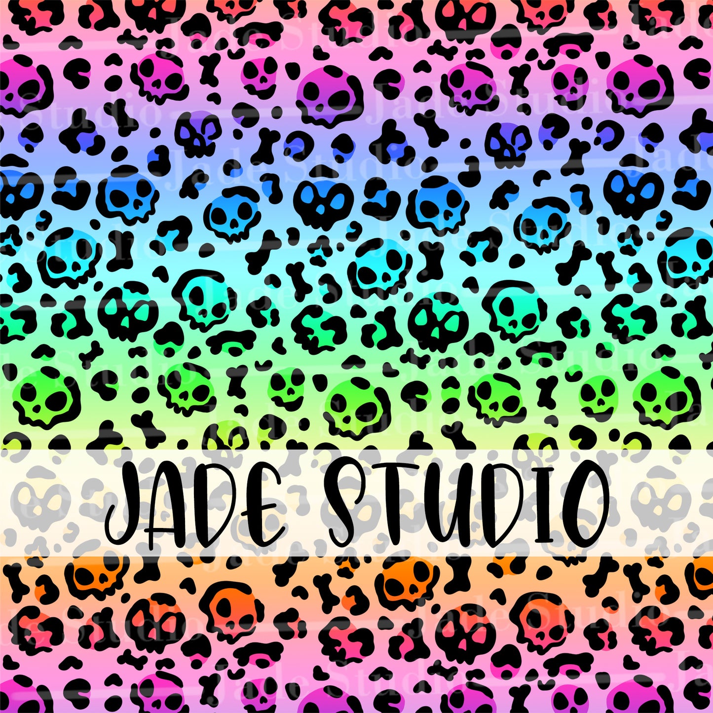 Skull and Bones Leopard Print Seamless Pattern