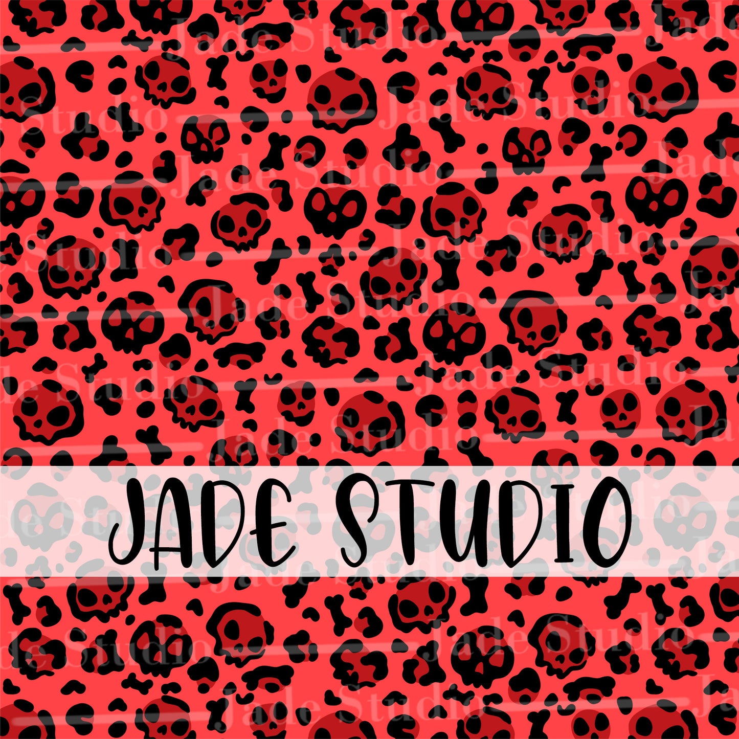 Skull and Bones Leopard Print Seamless Pattern