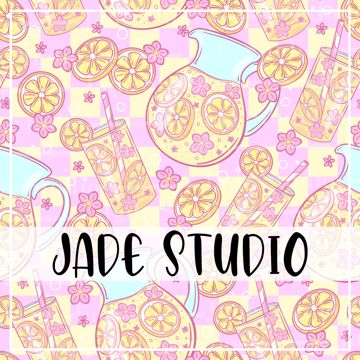 Glass of Lemonade Seamless Pattern
