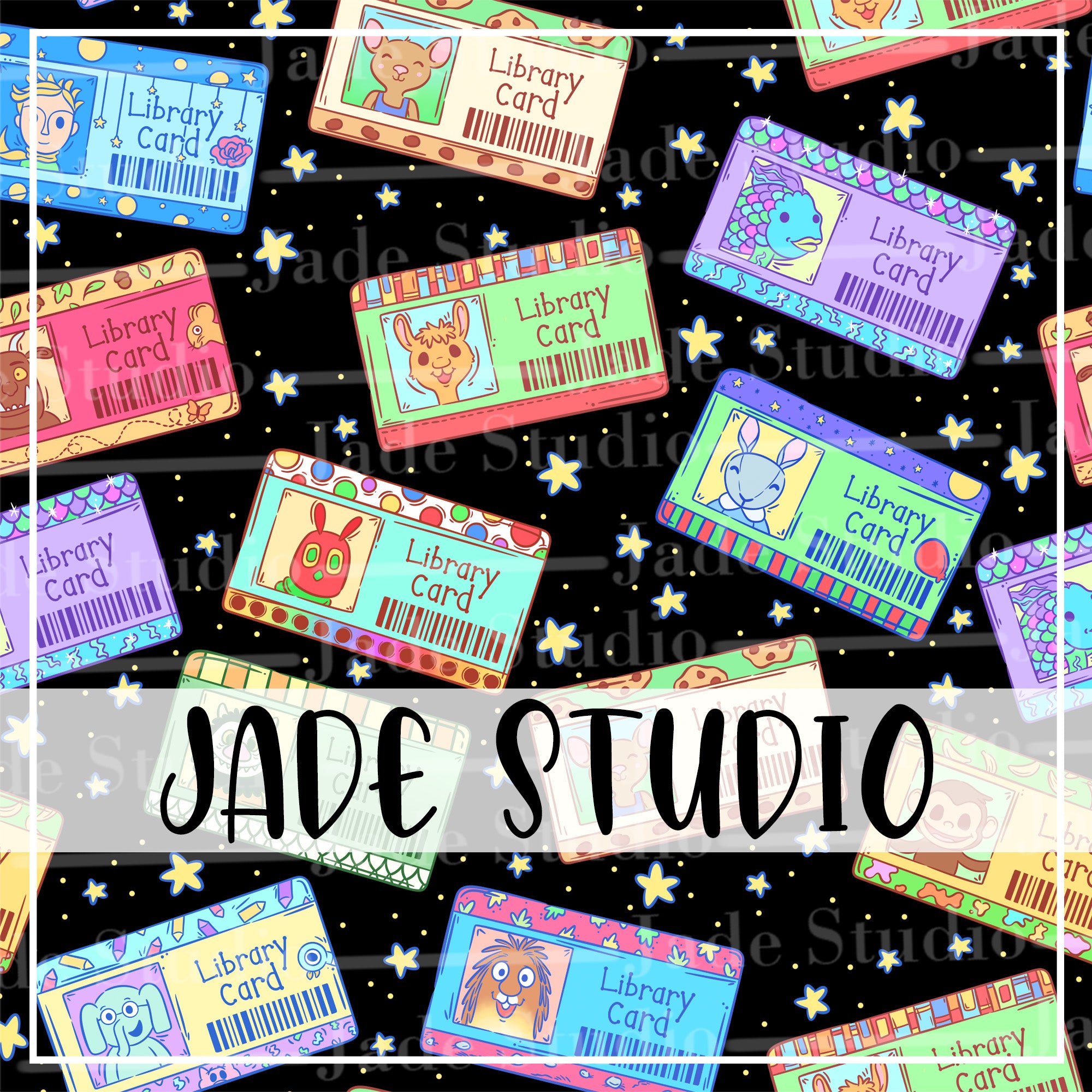 Kids Book Library Cards Seamless Pattern – Jade Studio by Charise