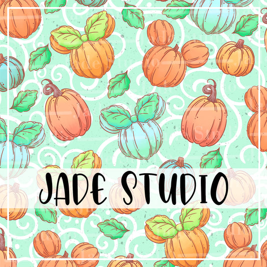 Mouse Pumpkin Patch Seamless Pattern