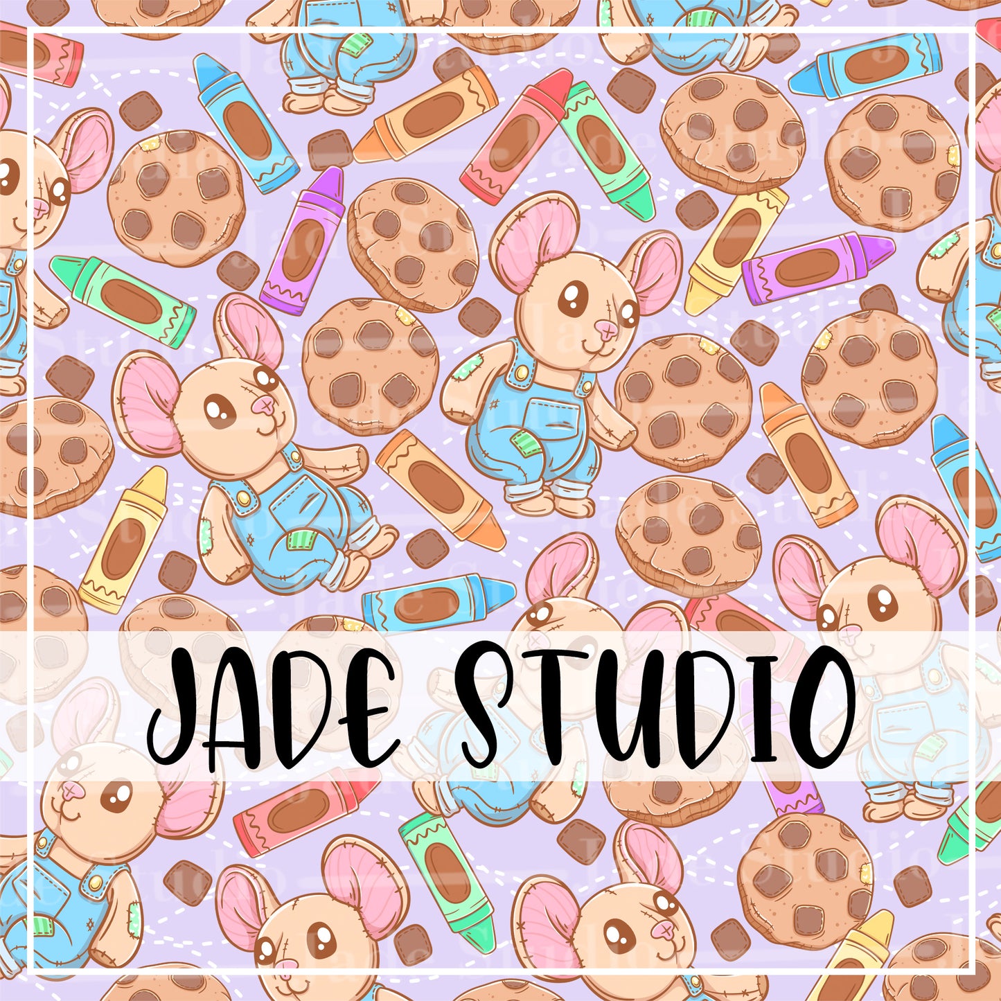 Cookie Mouse Plushie Seamless Pattern