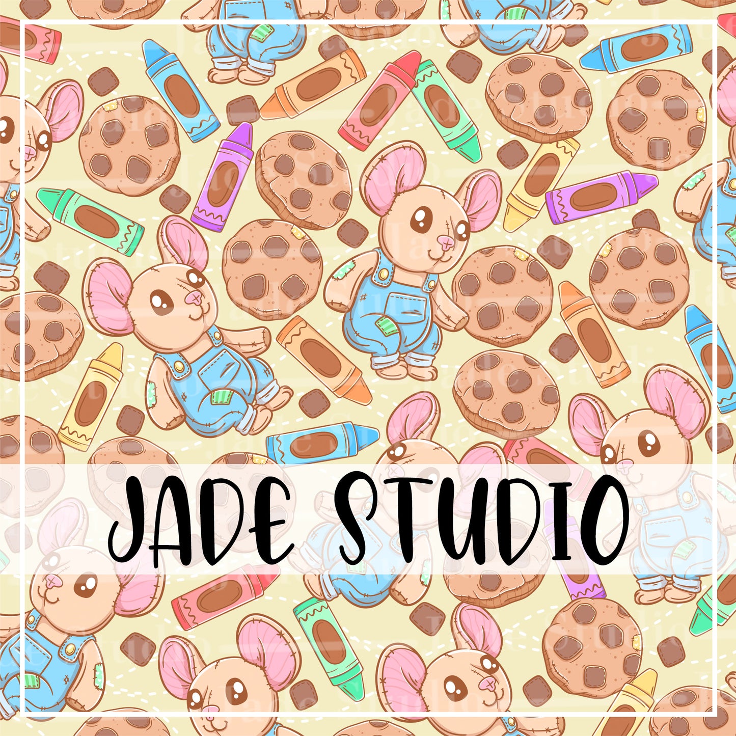 Cookie Mouse Plushie Seamless Pattern