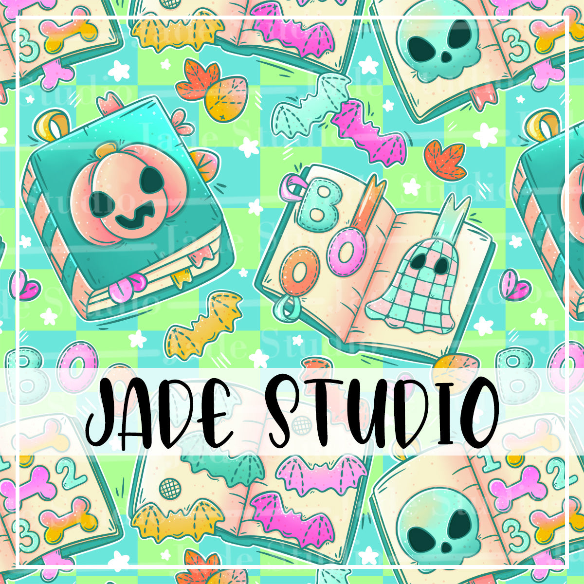 Spooky Busy Books Seamless Pattern