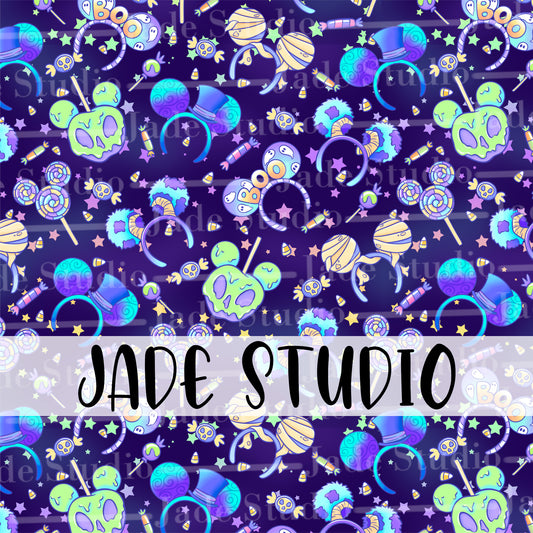 Spooky Mouse Ears Seamless Pattern