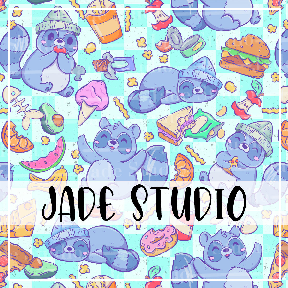 Trash Panda Foodies Seamless Pattern